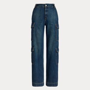 Ralph Lauren High-Rise Wide-Leg Cargo Jean Denim